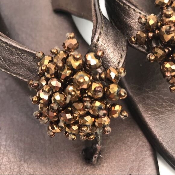Flojos Bronze Beaded FlipFlop Sandals - Picture 7 of 10